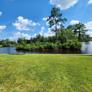 Grassy area by boat docks