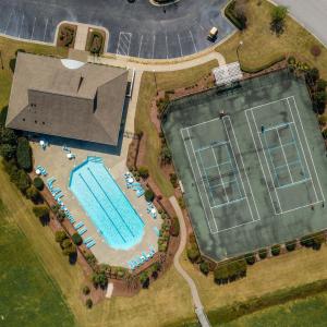 Top view clubhouse pool courts