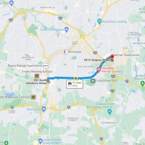New berne to Down town Raleigh