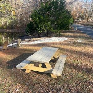 Picnic area around pond
