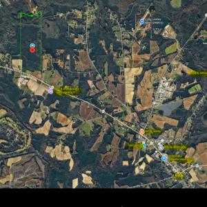 Aerial google map with stores and lines