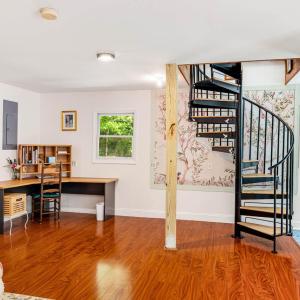 downstairs