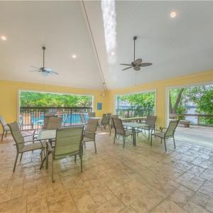 Shady spot perfect for dining poolside