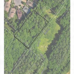Good Aerial View.  Note that the front of this lot is 283' long, almost the length of a football field at 300' ; and is 160 ft deep.