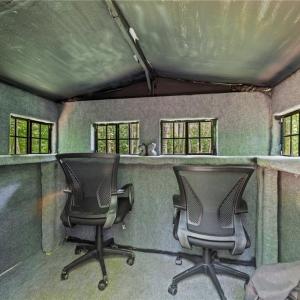 Inside the raised hunting blind