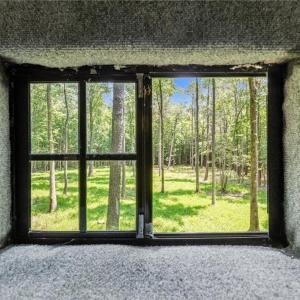Inside the raised hunting blind