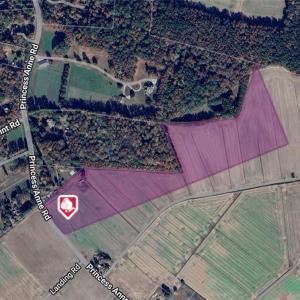 Satellite view with land highlighted