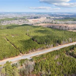The 165 acres has road frontage on 2 roads.