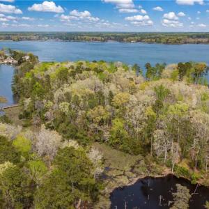 Aerial view walk over French Creek, rear of lot fronting creek to left of walk