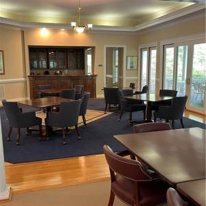 clubhouse seating and kitchen