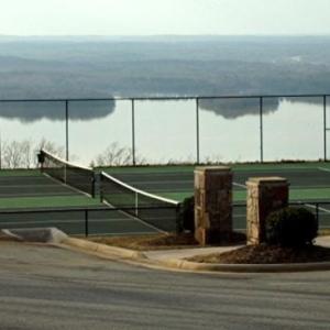 Tennis courts at clubhouse with view