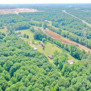 Hwy 421 (Future I-685) on far right of photo. NCDOT Interchange for Julian Airport Rd and TBMNC Campus North nearing completion. This road is unrecognizable now as opposed to the current photo.