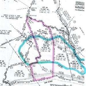 The Recorded Plat with the roads in Blue... See the old woods road down to the river