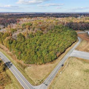 Aerial view of vacant land. Lot lines and dimensions are approximate.