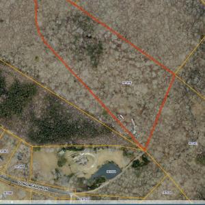 Aerial GIS View showing easement at end of Long Meadow Dr