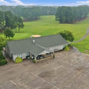 Aerial view of the Clubhouse at Caswell Pines.