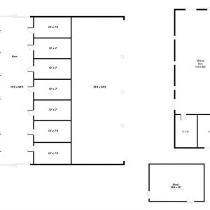 Barn, equipment building, and dairy parlor floorplans