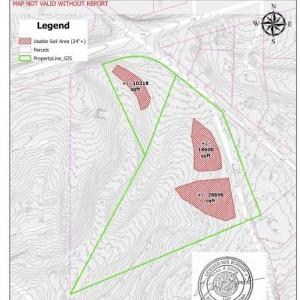 Positive soil evaluation - three perk sites found. 1.50 acre has county building permit on file