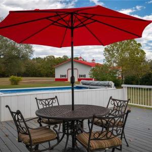 Large Trex style back deck, expansive entertaining space overlooking the farm