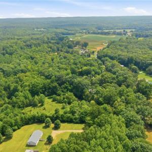 Aerial view of the lot and neighborhood.