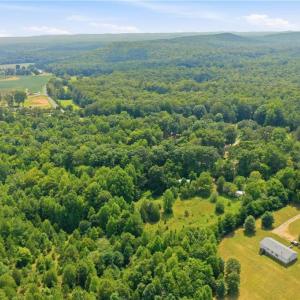 Aerial view of the lot and neighborhood.