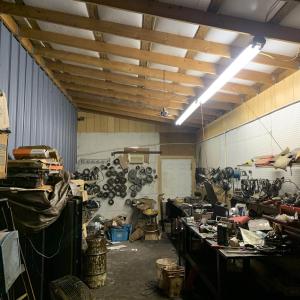 Garage with a workshop area