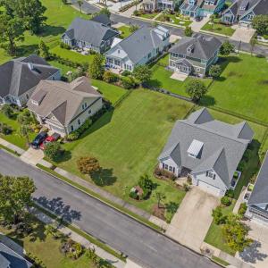 Aerial perspective of suburban area