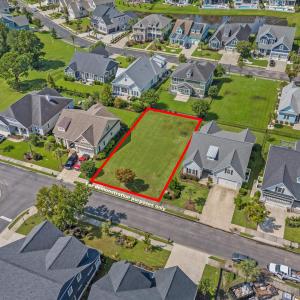 Aerial view of residential area featuring property