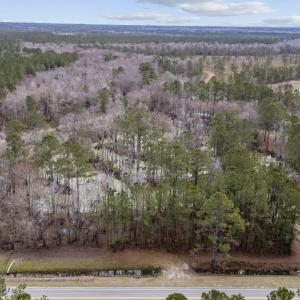 Drone / aerial view with a forest view