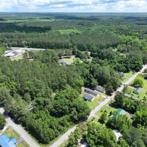 Aerial view with a wooded view