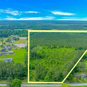 Aerial view of property's location with a heavily