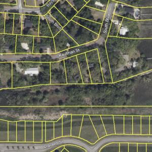 Aerial view of property's location with property b