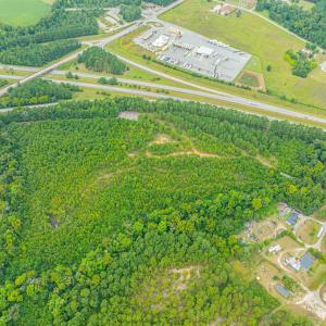 Bird's eye view of a heavily wooded area