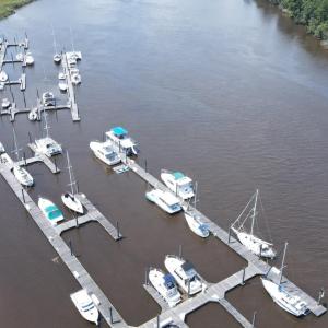 Drone / aerial view of a nearby body of water