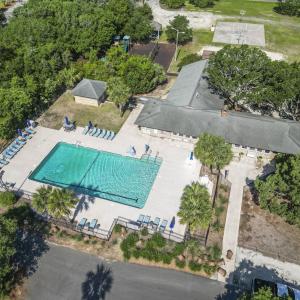 Drone / aerial view of a pool area