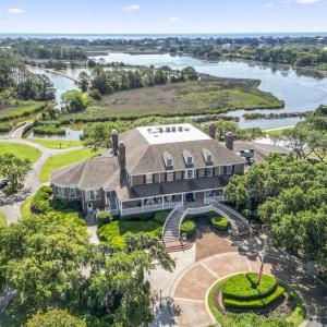Drone / aerial view of a nearby body of water, a t