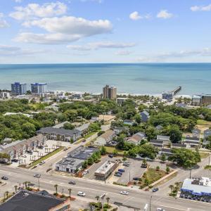 View of urban area with a large body of water