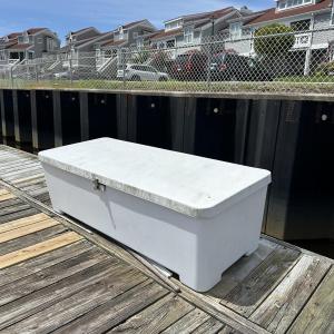 Wooden deck with a residential view