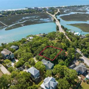 Aerial view of residential area featuring a nearby