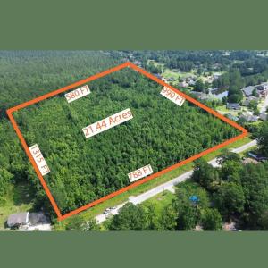 Aerial view of property's location with property b