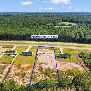 Aerial overview of property's location with a heav