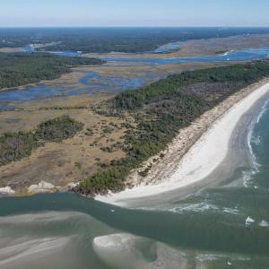 Aerial view of a large body of water