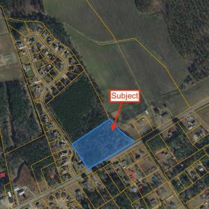 Aerial view of property's location with property p