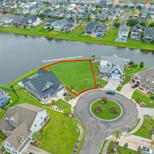 Aerial perspective of suburban area with property