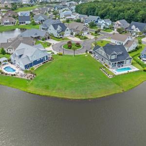 Aerial perspective of suburban area featuring a la