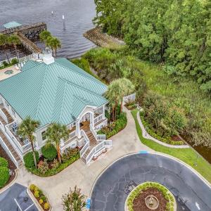 Drone / aerial view of a nearby body of water