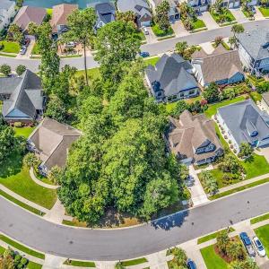 Aerial perspective of suburban area