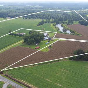 Overview of rural landscape with abundant farmland