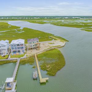 Aerial view of a large body of water