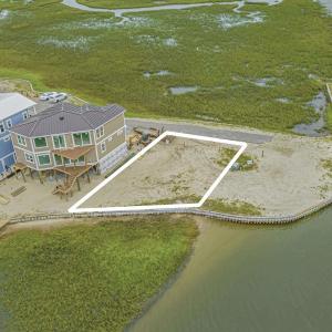 Aerial view of a nearby body of water